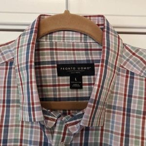 Men’s plaid Pronto Uomo casual button down short sleeve